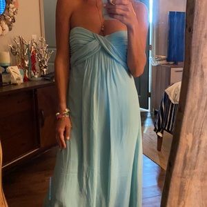 NWOT BCBG Light Blue Strapless Silk Gown Petite S